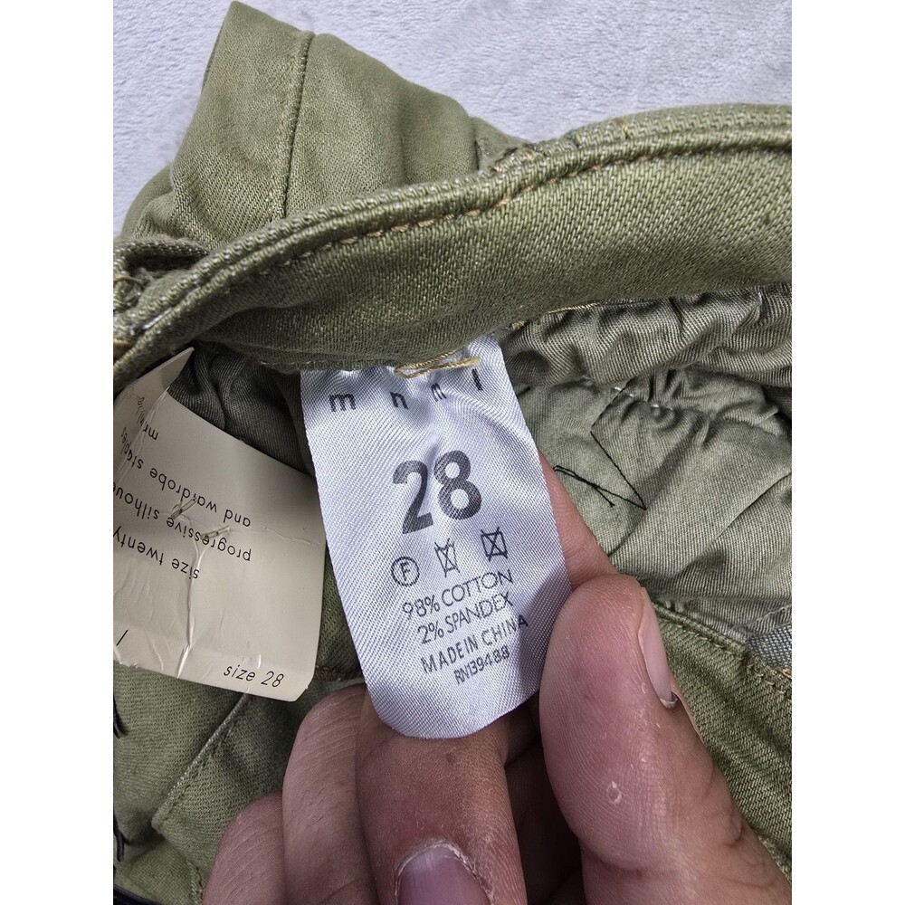 ​MNML Star Cargo Pants Size 28 Green Black Gradient Two Tone Leather Stars Y2K - Picture 6 of 10